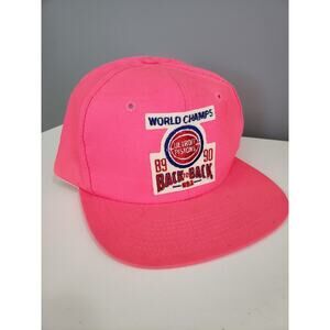 Vintage SNAP BACK Hat Detroit Pistons World Champions 89 90 Back to Back NBA Pin